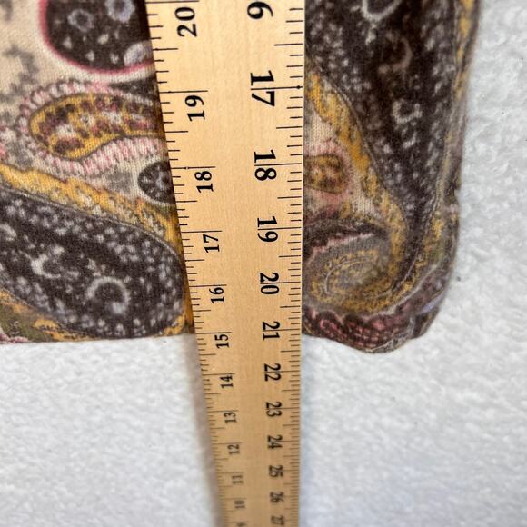 Charter Club 100% Cashmere Sweater Womens Medium Beige Paisley V Neck Soft - Picture 5 of 5